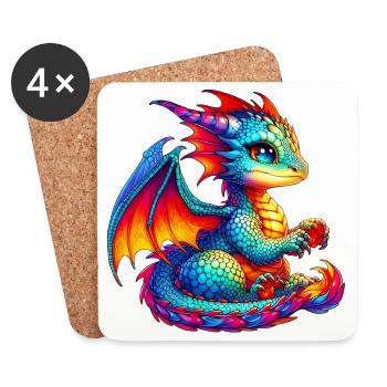 Drache - Untersetzer (4er-Set) - Weiß - Vorne
