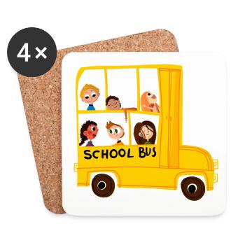 Autobus scolaire - Dessous de verre (lot de 4) - blanc - Devant