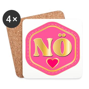 NEIN NÖ - ABSAGE MIT HERZ - Untersetzer (4er-Set) - Weiß - Vorne