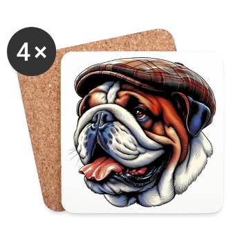 English Bulldog Dog - Coasters (set of 4) - white - Front