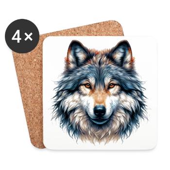 Wolf - Untersetzer (4er-Set) - Weiß - Vorne