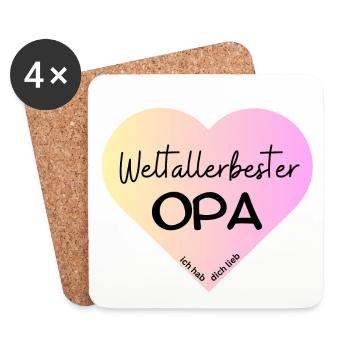 Weltallerbester Opa- Ich hab dich lieb! - Untersetzer (4er-Set) - Weiß - Vorne