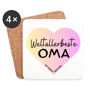 Weltallerbeste Oma- Wir haben dich lieb! - Untersetzer (4er-Set) - Weiß - Vorne