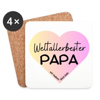 Weltallerbester Papa- wir haben dich lieb! - Untersetzer (4er-Set) - Weiß - Vorne
