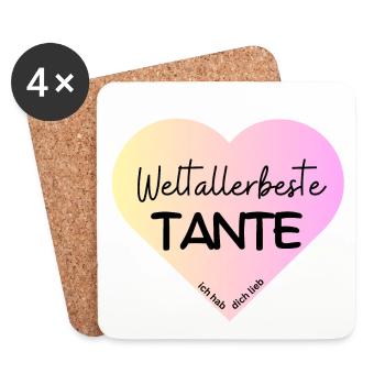 Weltallerbeste Tante- Ich hab dich lieb! - Untersetzer (4er-Set) - Weiß - Vorne
