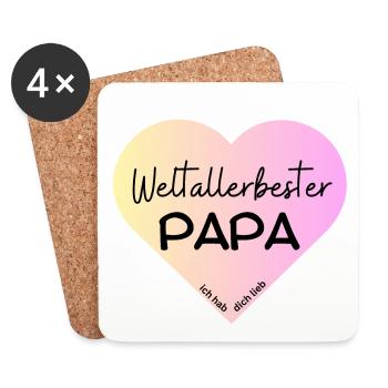 Weltallerbester Papa- Ich hab dich lieb! - Untersetzer (4er-Set) - Weiß - Vorne