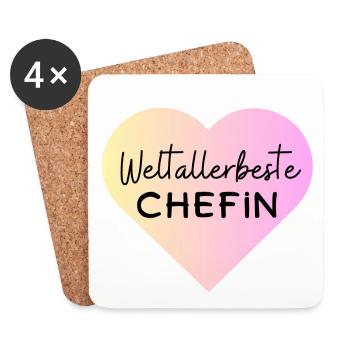 Weltallerbester Chefin! Personalisierbar - Untersetzer (4er-Set) - Weiß - Vorne