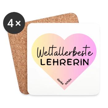 Weltallerbeste Lehrerin - Danke schön! - Untersetzer (4er-Set) - Weiß - Vorne