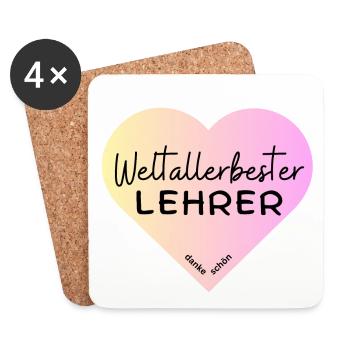Weltallerbester Lehrer - Danke schön! - Untersetzer (4er-Set) - Weiß - Vorne