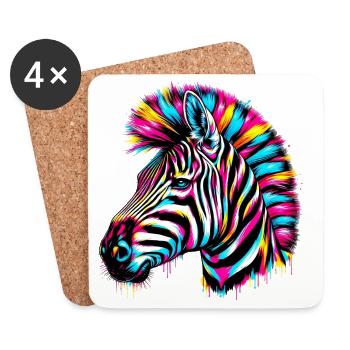 Zebra - Untersetzer (4er-Set) - Weiß - Vorne