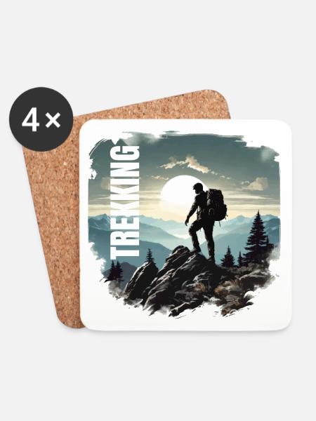 Trekking - Untersetzer (4er-Set) - Weiß