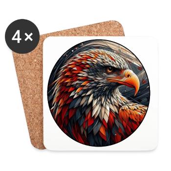 Flammenfeder Adler Mosaik - Untersetzer (4er-Set) - Weiß - Vorne