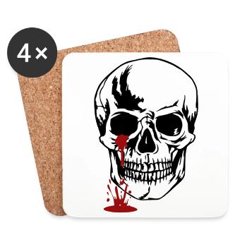 Tête de mort - Dessous de verre (lot de 4) - blanc - Devant