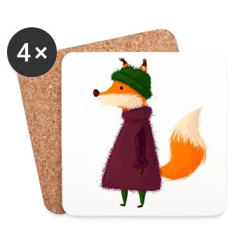 Renard - Dessous de verre (lot de 4) - blanc - Devant