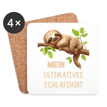 Mein Ultimatives Faultier Schlafshirt Tier Pyjama - Untersetzer (4er-Set) - Weiß - Vorne