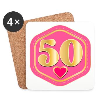 50th Birthday - FIFTY - Coasters (set of 4) - white - Front
