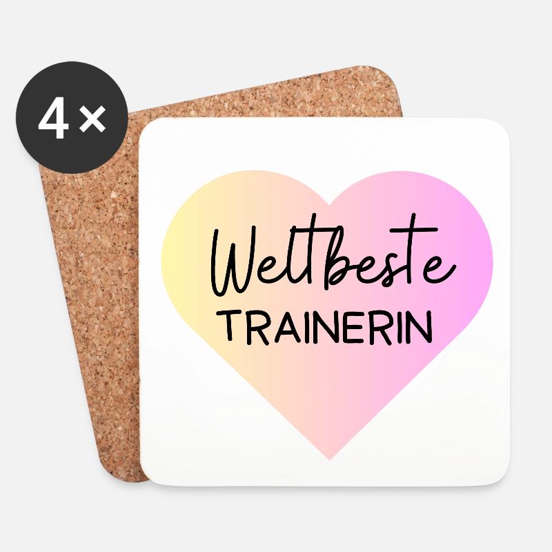 Weltbeste Trainerin! Personalisierbar - Untersetzer (4er-Set) - Weiß