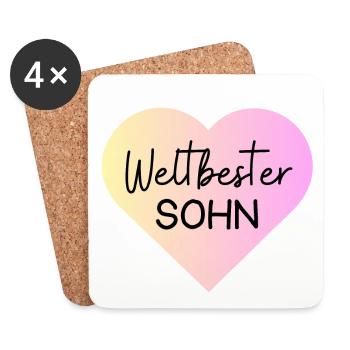 Weltbester Sohn - Untersetzer (4er-Set) - Weiß - Vorne