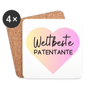 Weltbeste Patentante! Personalisierbar - Untersetzer (4er-Set) - Weiß - Vorne