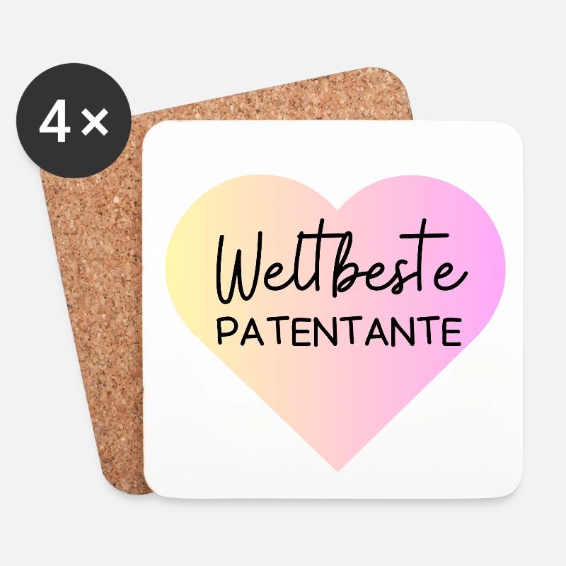 Weltbeste Patentante! Personalisierbar - Untersetzer (4er-Set) - Weiß