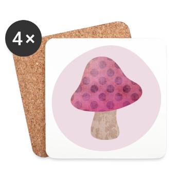Champignon cercle automne rose fille conte de fées points forêt - Dessous de verre (lot de 4) - blanc - Devant