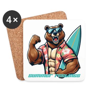 Coole Bären Surfer Illustration - Untersetzer (4er-Set) - Weiß - Vorne