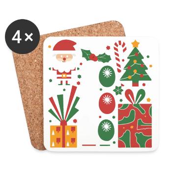 Festliches Weihnachts-Icon-Set für Bekleidung - Untersetzer (4er-Set) - Weiß - Vorne