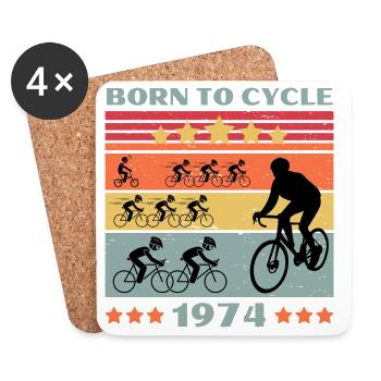 Leidenschaft für den Radsport Born to Cycle 1974 - Untersetzer (4er-Set) - Weiß - Vorne