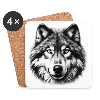 Wolf - Untersetzer (4er-Set) - Weiß - Vorne