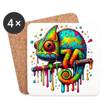 Caméléon - Dessous de verre (lot de 4) - blanc - Devant