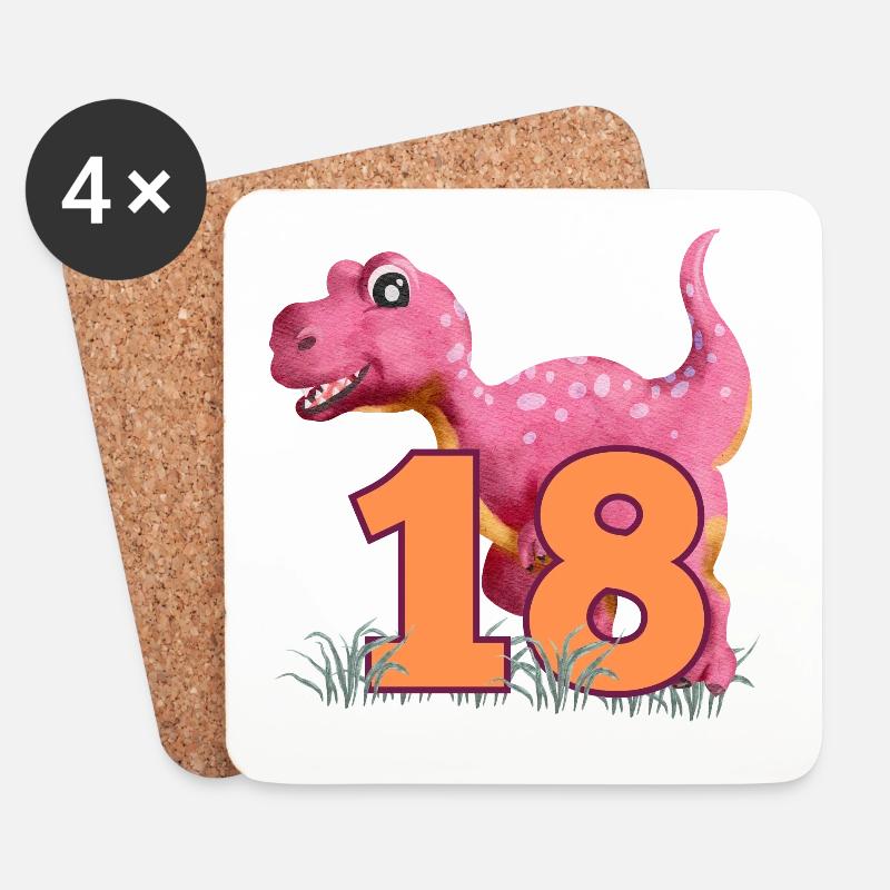 Nr.18 Dino - Untersetzer (4er-Set) - Weiß