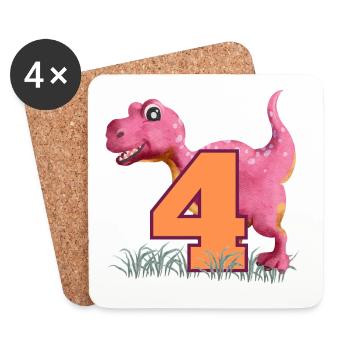 N°4 Dino - Dessous de verre (lot de 4) - blanc - Devant