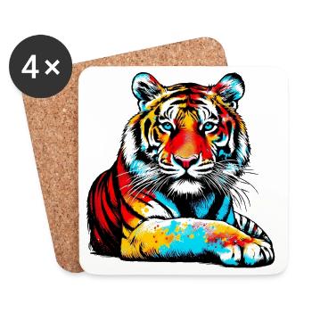 Tigre - Dessous de verre (lot de 4) - blanc - Devant