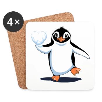 Verliebter Pinguin - Untersetzer (4er-Set) - Weiß - Vorne