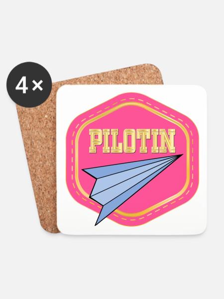 LUFTFAHRT PILOTIN - PAPIERFLIEGER - Untersetzer (4er-Set) - Weiß