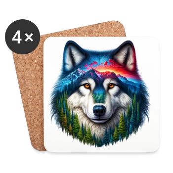 Loup - Dessous de verre (lot de 4) - blanc - Devant