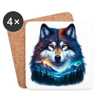 Wolf - Untersetzer (4er-Set) - Weiß - Vorne