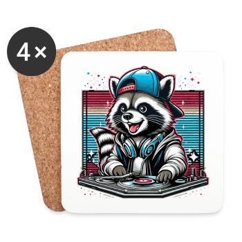Wachbär DJ DJane Geschenk - Untersetzer (4er-Set) - Weiß - Vorne