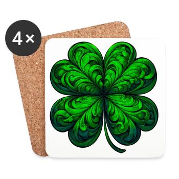 Trèfle à quatre feuilles - Dessous de verre (lot de 4) - blanc - Devant