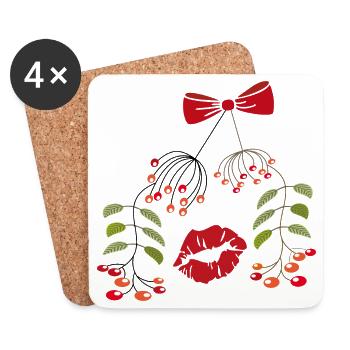 Gui de Noël - Dessous de verre (lot de 4) - blanc - Devant