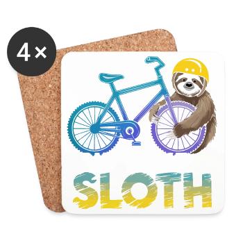 Faultier Biker mit Helm - Untersetzer (4er-Set) - Weiß - Vorne
