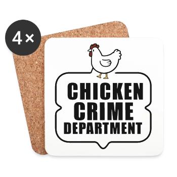 Chicken Crime Department Badge - Untersetzer (4er-Set) - Weiß - Vorne