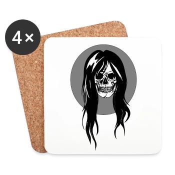tête de mort féminine - Dessous de verre (lot de 4) - blanc - Devant