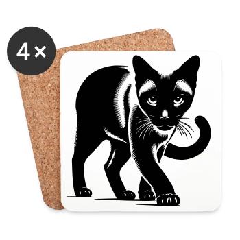 Siamkatze - Untersetzer (4er-Set) - Weiß - Vorne