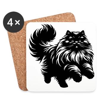 Perserkatze - Perser - Untersetzer (4er-Set) - Weiß - Vorne