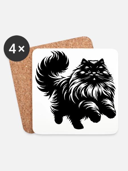Perserkatze - Perser - Untersetzer (4er-Set) - Weiß