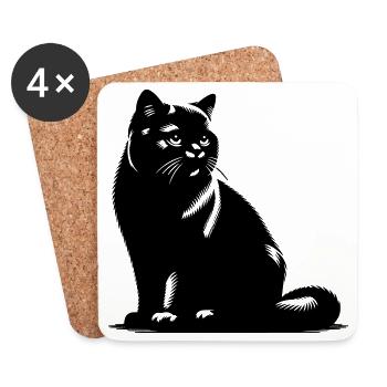 Chat British Shorthair - Dessous de verre (lot de 4) - blanc - Devant