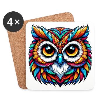 Owl - Coasters (set of 4) - white - Front