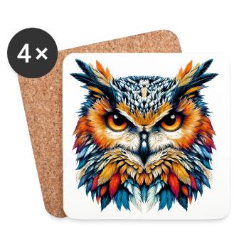 Hibou - Dessous de verre (lot de 4) - blanc - Devant