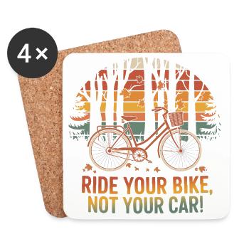 Conception d’aventure à vélo respectueuse de l’environnement - Dessous de verre (lot de 4) - blanc - Devant